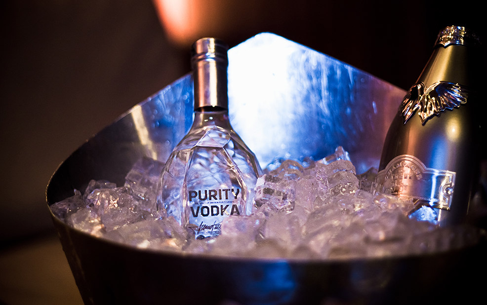 vodka in ice bucket – Purity Vodka – point one percent 