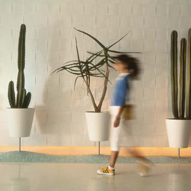 blurred woman walking in lobby with cacti – The Standard – point one percent 