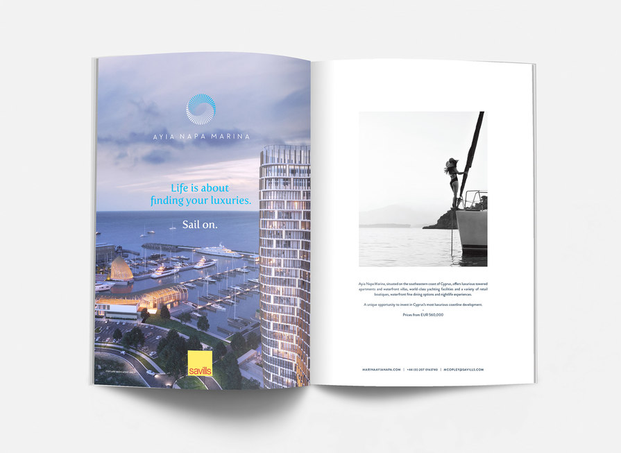 Magazine ad campaign for luxury Marina in cyprus – Ayia Napa Marina – Point One Percent