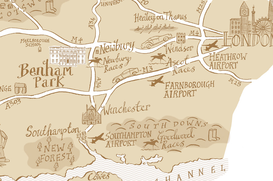benham park mansion map illustration – Savills – point one percent
