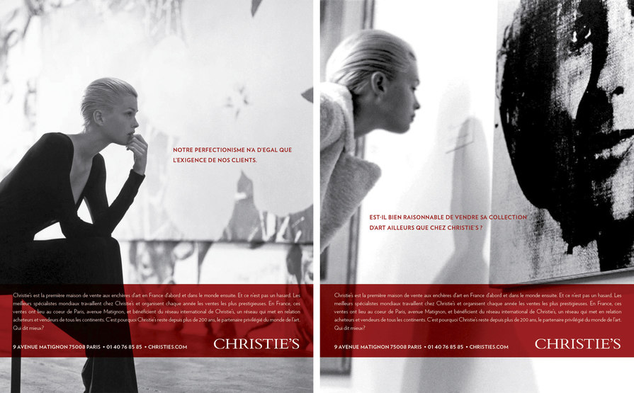 Ad Campaign Thinking in gallery looking at art – Christie’s – Point One Percent