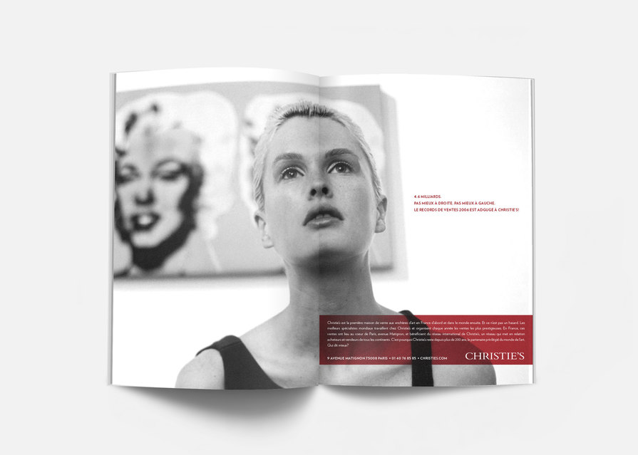 Ad Campaign Thinking in gallery looking at art – Christie’s – Point One Percent