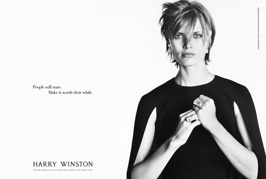 woman wearing diamond rings and earrings – Harry Winston – point one percent