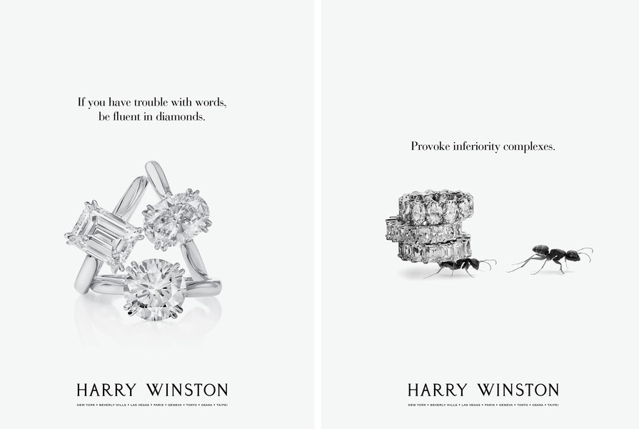 find jewelry ad campaign spreads – Harry Winston – point one percent