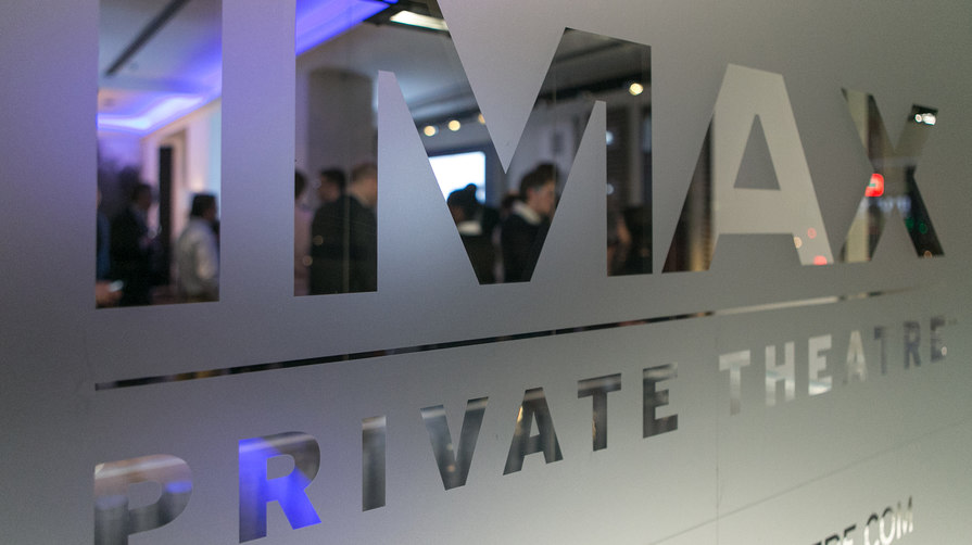logo on frosted glass – IMAX Private Theatre – point one percent