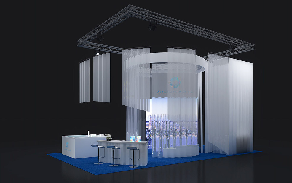 Cityscape Booth design rendering – Ayia Napa Marina – Point One Percent