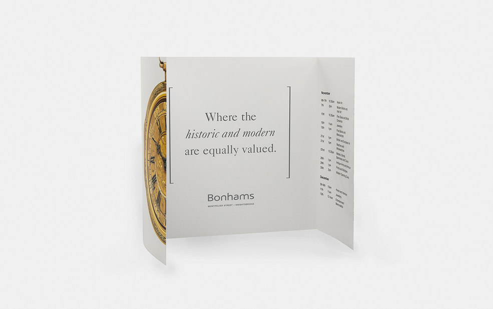 direct mailer tri fold with watches interior – Bonhams – Point One Percent