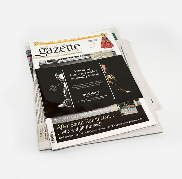 magazine wrap on antiques gazette advertisement sculptures – Bonhams – Point One Percent