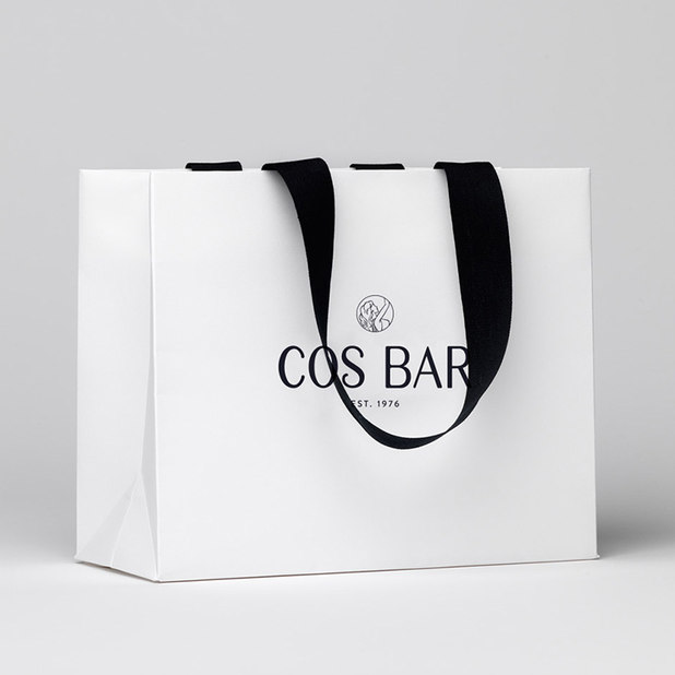White Shopping Bag with black ribbon handles – Cos Bar – Point One Percent
