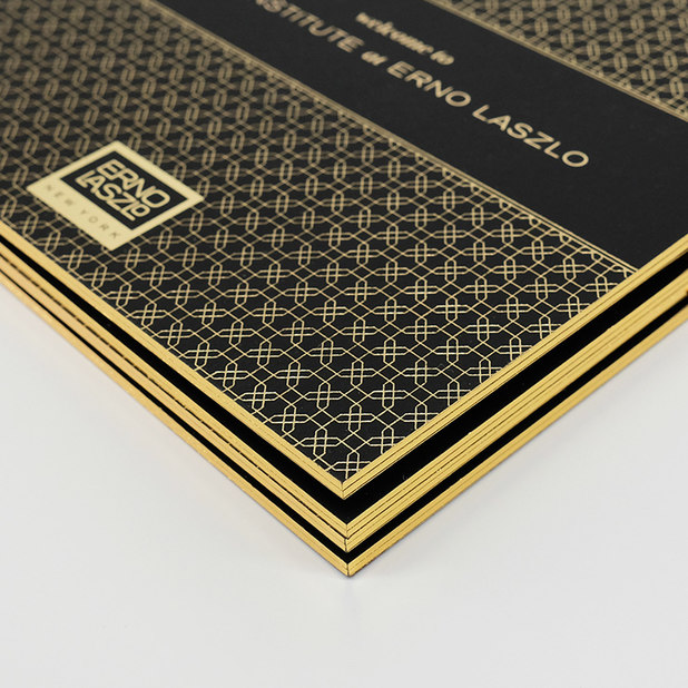 institute collateral with foil stamp and gold foil edge – Erno Laszlo – Point one percent 