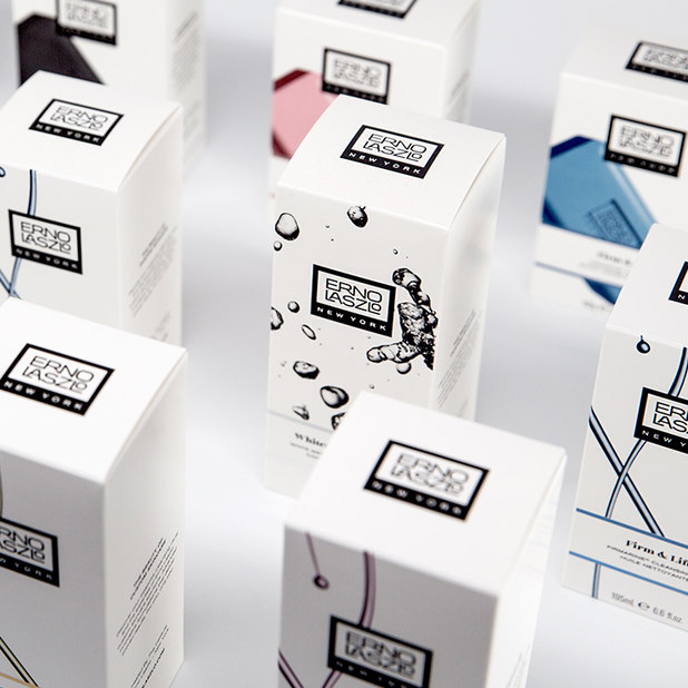concern based beauty packaging design with product images – Erno Laszlo – Point one percent