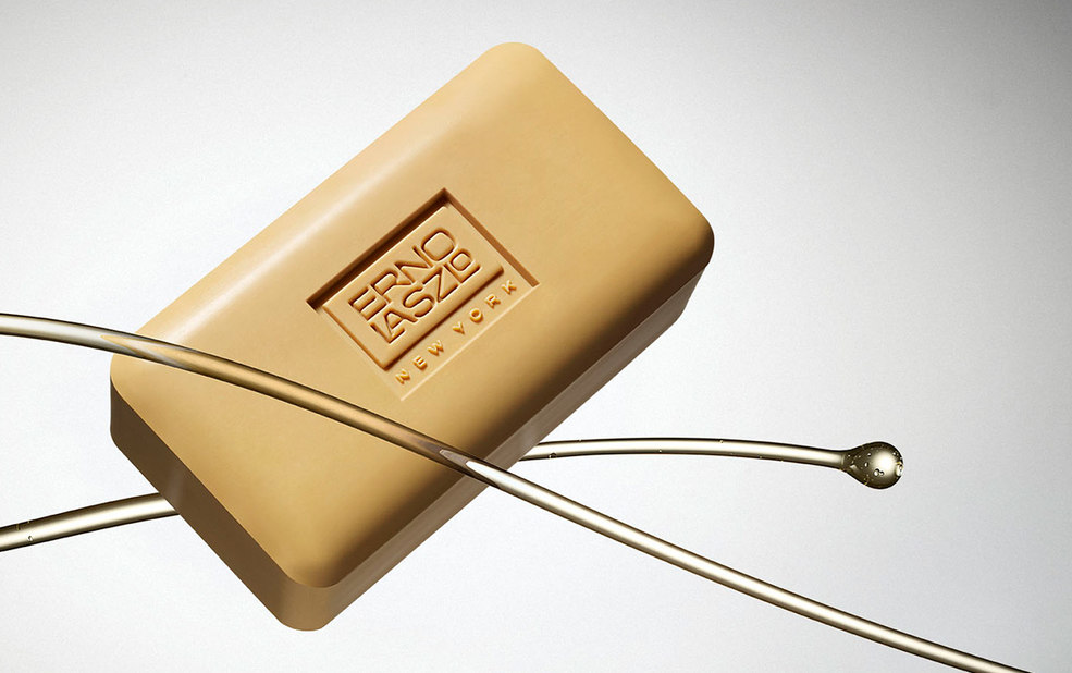 Bar of yellow soap with stream of oil – Erno Laszlo – Point one percent