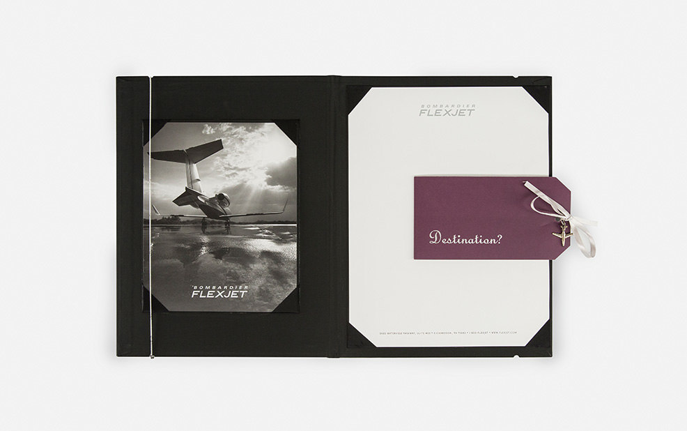 embossed collateral and luggage tag and notebooks – Flexjet – point one percent 