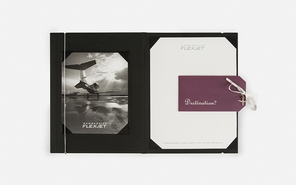 embossed collateral and luggage tag and notebooks – Flexjet – point one percent