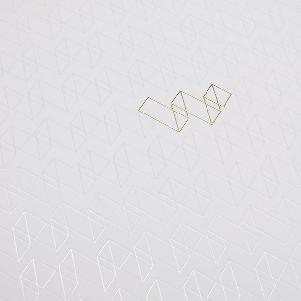 white brochure with gold foil logo – Lovejoy Wharf – point one percent