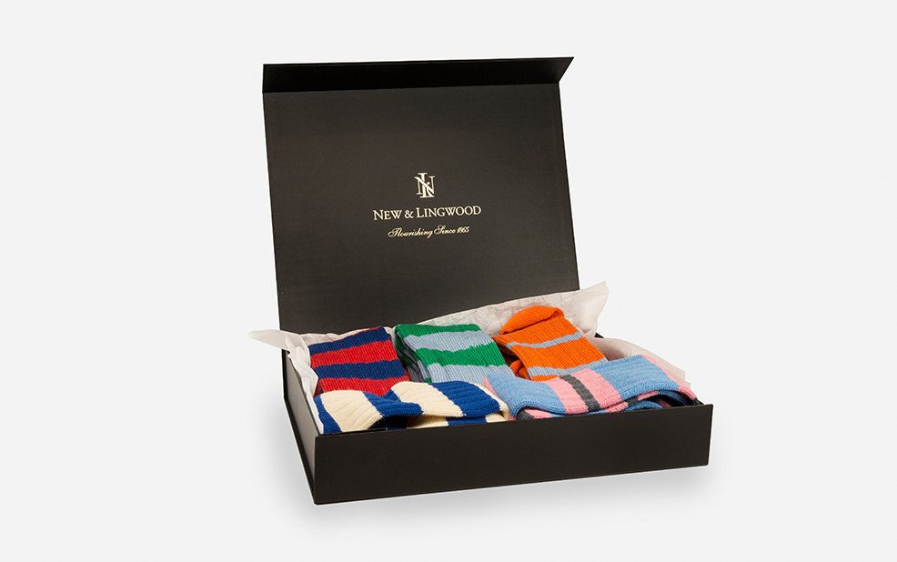box of fine socks – New & Lingwood – point one percent 