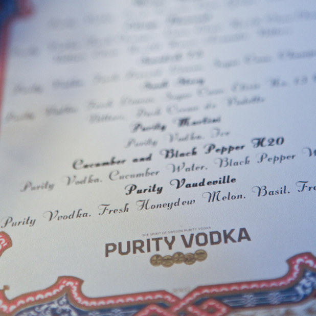 vodka event cocktail menu – Purity Vodka – point one percent 