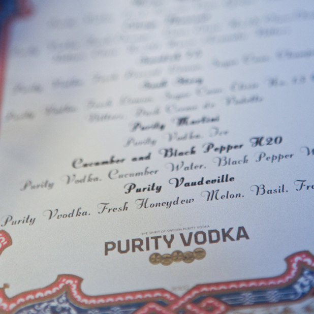 vodka event cocktail menu – Purity Vodka – point one percent