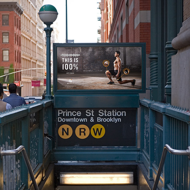 workout and personal training out of home ad on New York City subway – Willspace – point one percent 
