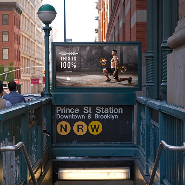 workout and personal training out of home ad on New York City subway – Willspace – point one percent