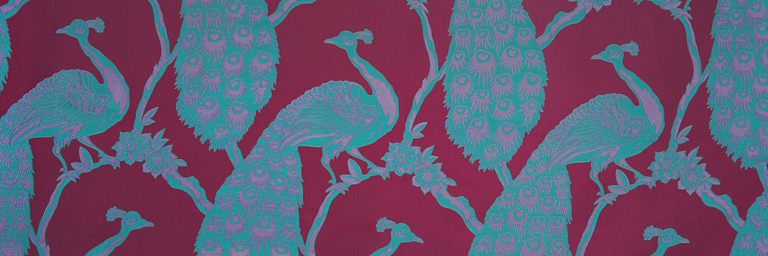 blue and red peacock pattern – New & Lingwood – point one percent